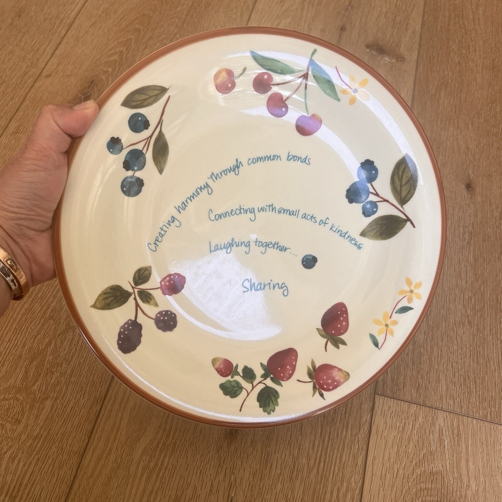 Longaberger Pottery Berry Serving Plate Thoughtful Words Verse 11 1/4" Ceramic - Picture 3 of 6